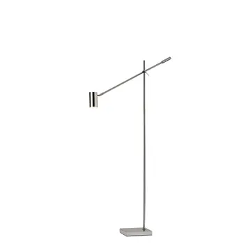 63" Silver LED Task Floor Lamp With Silver Metal Drum Shade