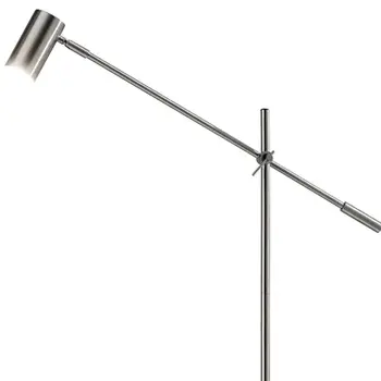 63" Silver LED Task Floor Lamp With Silver Metal Drum Shade