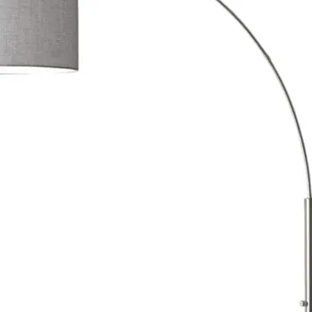 74" Silver Metal Arched Floor Lamp With Gray Linen Drum Shade