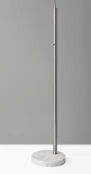 74" Silver Metal Arched Floor Lamp With Gray Linen Drum Shade