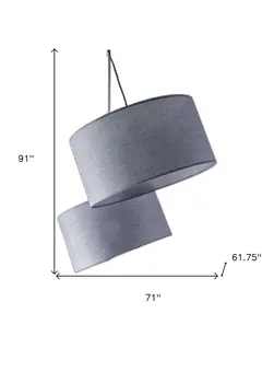 91" Silver Three Light Tree Floor Lamp With Gray Linen Drum Shade