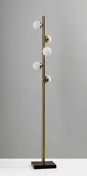 65" Brass LED With White Glass Shade