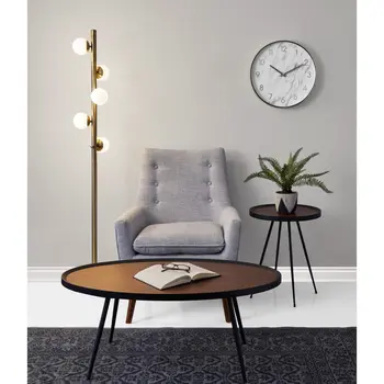 65" Brass LED With White Glass Shade
