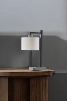 23" Gray Metal Novelty Table Lamp With White Empire Shade