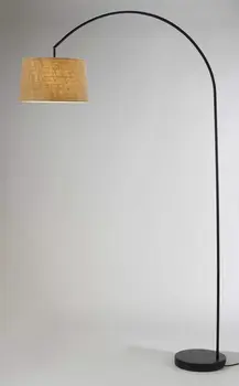 83" Brown And Black With Brown Burlap Shade