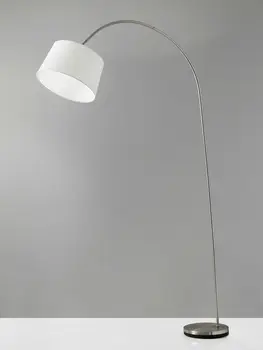 83" Silver Arc Floor Lamp With White Linen Empire Shade