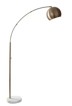 78" Brass Metal Arc Floor Lamp With Brass Metal Bowl Shade