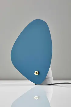 13" Gray Concrete Novelty Bedside Lamp With Aqua Novelty Shade