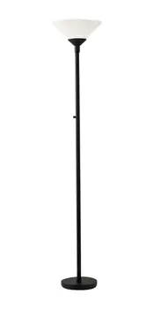 73" Black And White Torchiere Floor Lamp With White Acrylic Cone Shade