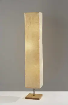 58" Natural Column Floor Lamp With Natural Paper Shade