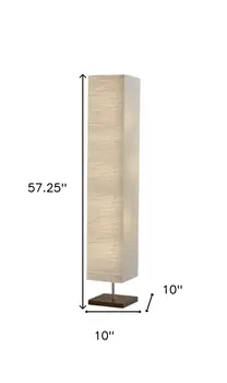 57" Brown And White Two Light Column Floor Lamp With White Paper Rectangular Shade