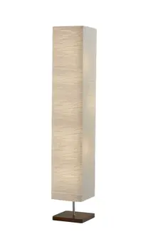 57" Brown And White Two Light Column Floor Lamp With White Paper Rectangular Shade