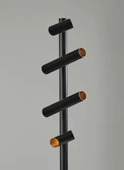 72" Black LED Tree Floor Lamp With Four Black Metal Cylinder Shades