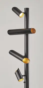 72" Black LED Tree Floor Lamp With Four Black Metal Cylinder Shades