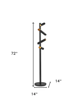 72" Black LED Tree Floor Lamp With Four Black Metal Cylinder Shades