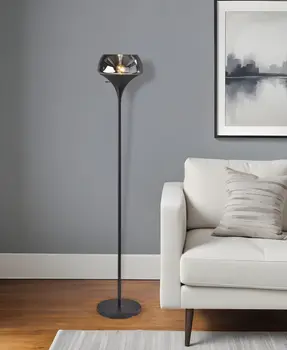 70" Black With Black Glass Shade