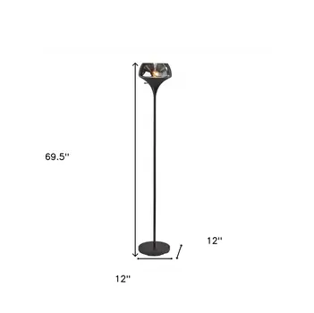 70" Black With Black Glass Shade