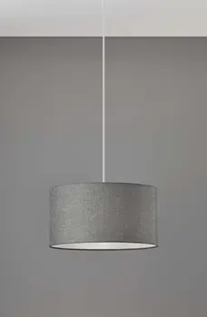 Heather Grey Fabric Shade Electric Drum Pendant
