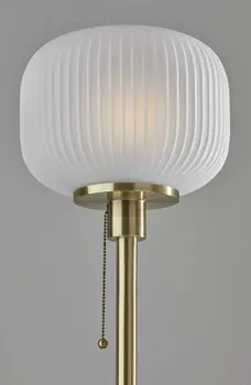 65" Brass Torchiere Floor Lamp With White Acrylic Globe Shade