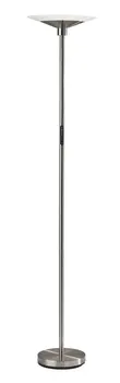 71" Silver LED Torchiere Floor Lamp With White Glass Cone Shade