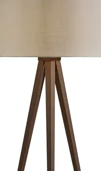 60" Brown And White Tripod Floor Lamp With White Linen Drum Shade