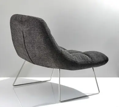 40" Dark Gray and Silver Upholstered Tufted Lounge Chair