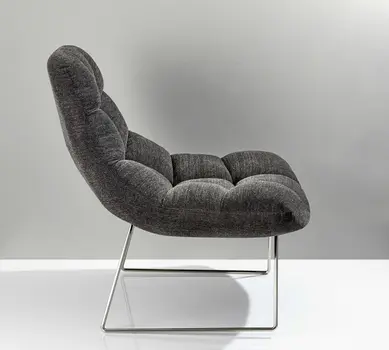 40" Dark Gray and Silver Upholstered Tufted Lounge Chair
