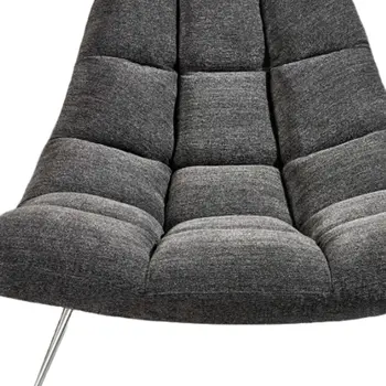 40" Dark Gray and Silver Upholstered Tufted Lounge Chair