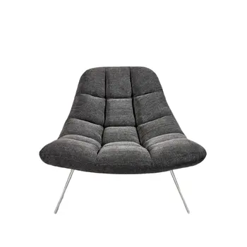 40" Dark Gray and Silver Upholstered Tufted Lounge Chair
