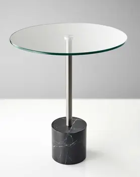 21" Silver And Clear Glass Round End Table