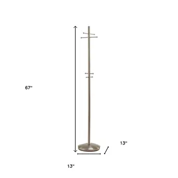67" Brushed Steel Coat Rack