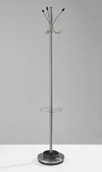 13" X 68" Brushed Steel Brushed Steel Stand  Coat Rack