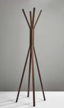 68" Brown Wood Four Hook Freestanding Coat Rack