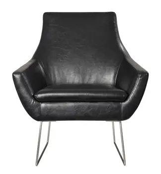 33" Black and Silver Faux Leather Distressed Arm Chair
