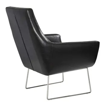 33" Black and Silver Faux Leather Distressed Arm Chair