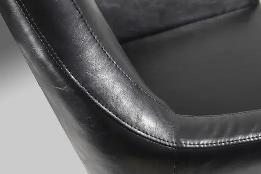33" Black and Silver Faux Leather Distressed Arm Chair