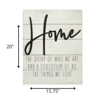 Home White Wood Metal Wall Decor