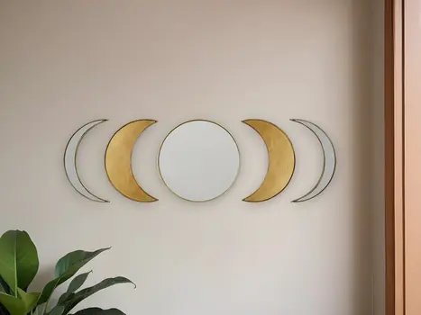 Antique Boho Moon Phase Wall Mirror