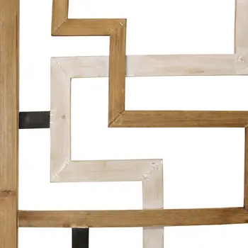 Modern Maze Natural White And Black Wood Panel Wall Art