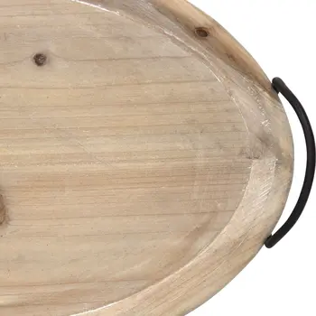 18" Natural Oval Wood Indoor Outdoor Lazy Susan With Handles