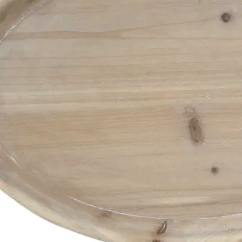 18" Natural Oval Wood Indoor Outdoor Lazy Susan With Handles
