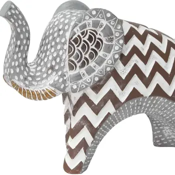 8" Brown Gray And White Resin Elephant Tabletop Sculpture