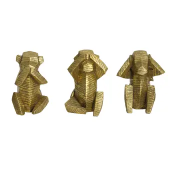 Set of Three 7" Gold Resin Tabletop Sculpture