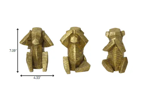 Set of Three 7" Gold Resin Tabletop Sculpture
