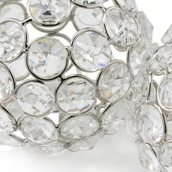 Set of Two Silver And Clear Faux Crystal And Metal Orb Decorative Tabletop Sculptures