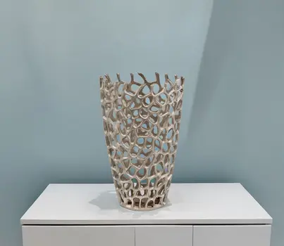 16" Silver Aluminum Twigs Novelty Table Vase