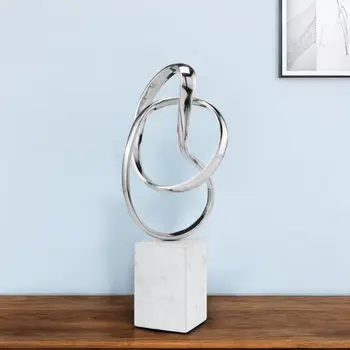 18" Silver and White Marble and Aluminum Sculpture