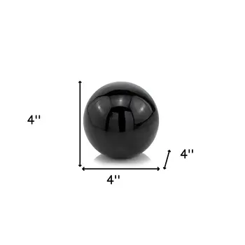 4" Black Aluminum Decorative Orb Tabletop Sculpture