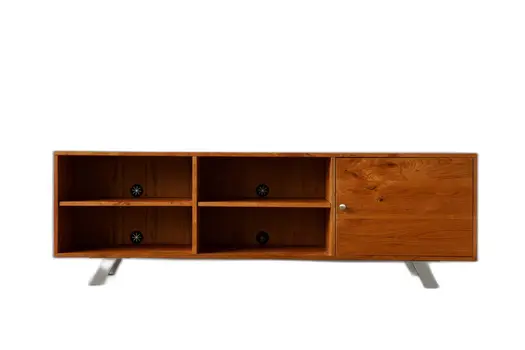 72" Brown Wood Cabinet Enclosed Storage TV Stand