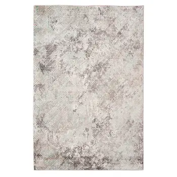 4' X 6' Ivory Black And Gray Abstract Handmade Area Rug